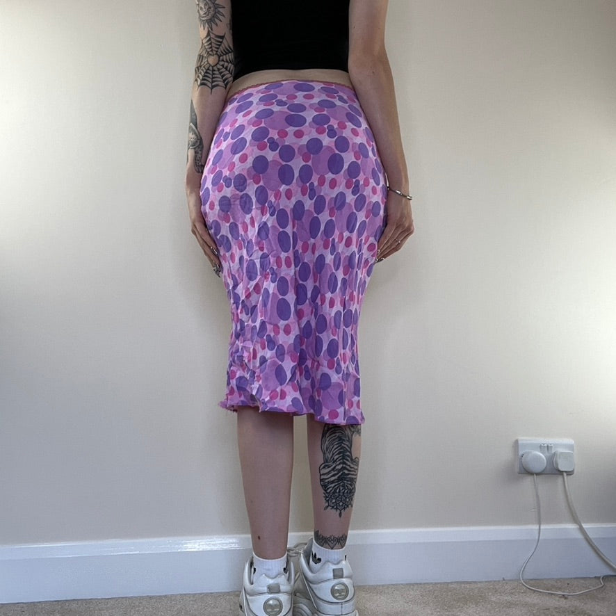Y2K vintage polkadot midi skirt