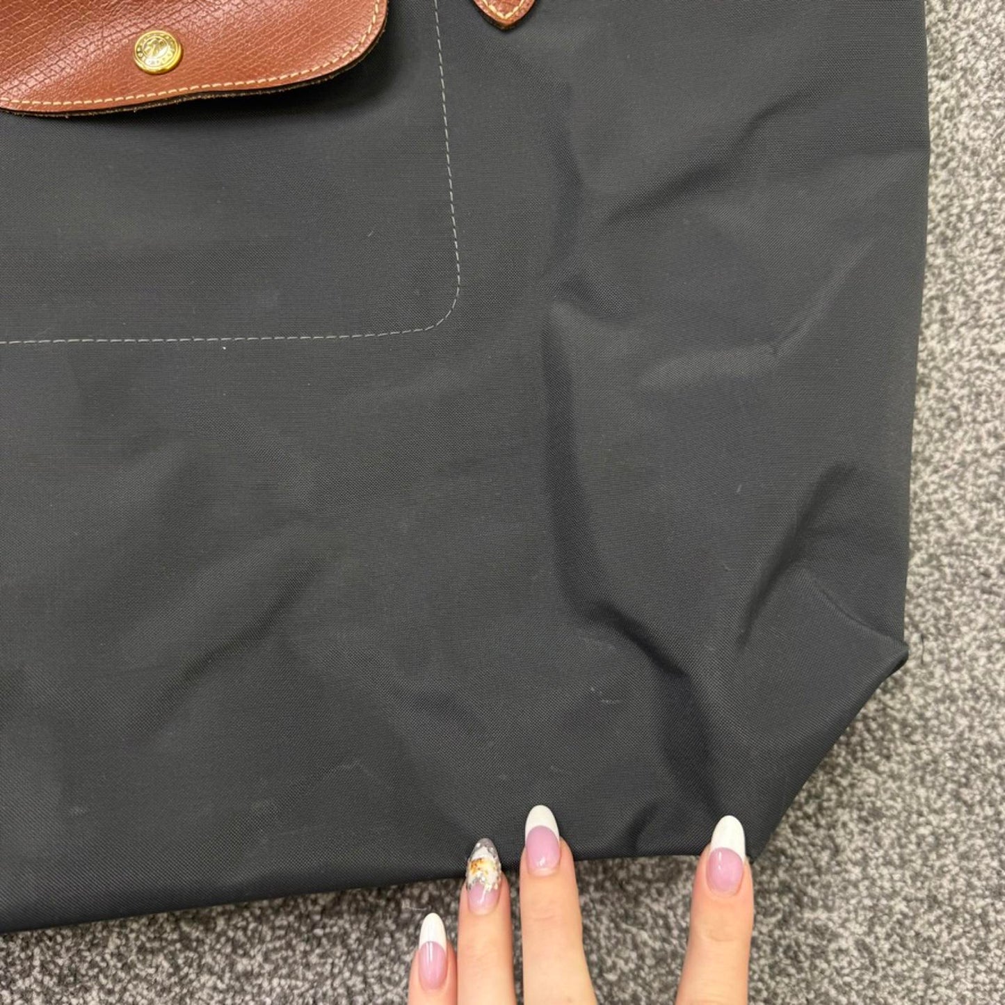 Longchamp large shoulder bag navy brown shopper