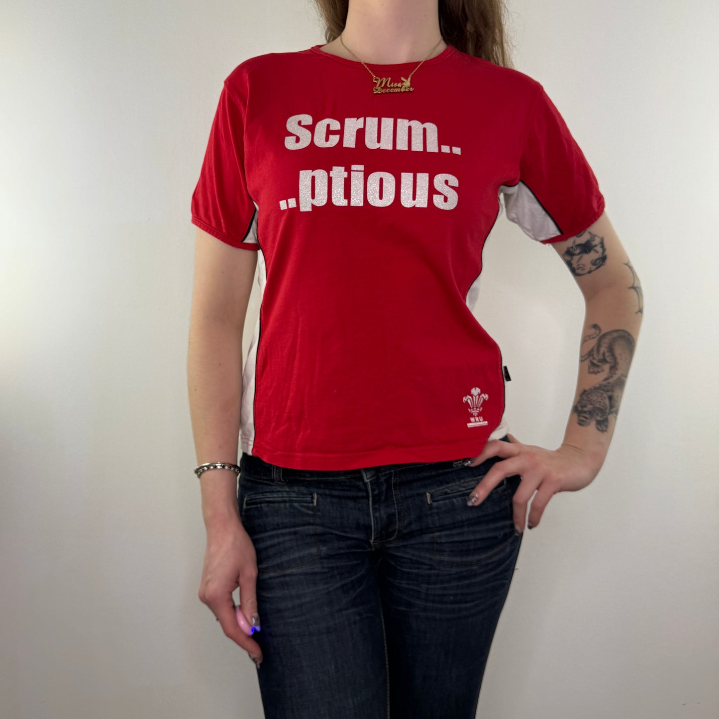 Y2K vintage Wales rugby slogan top