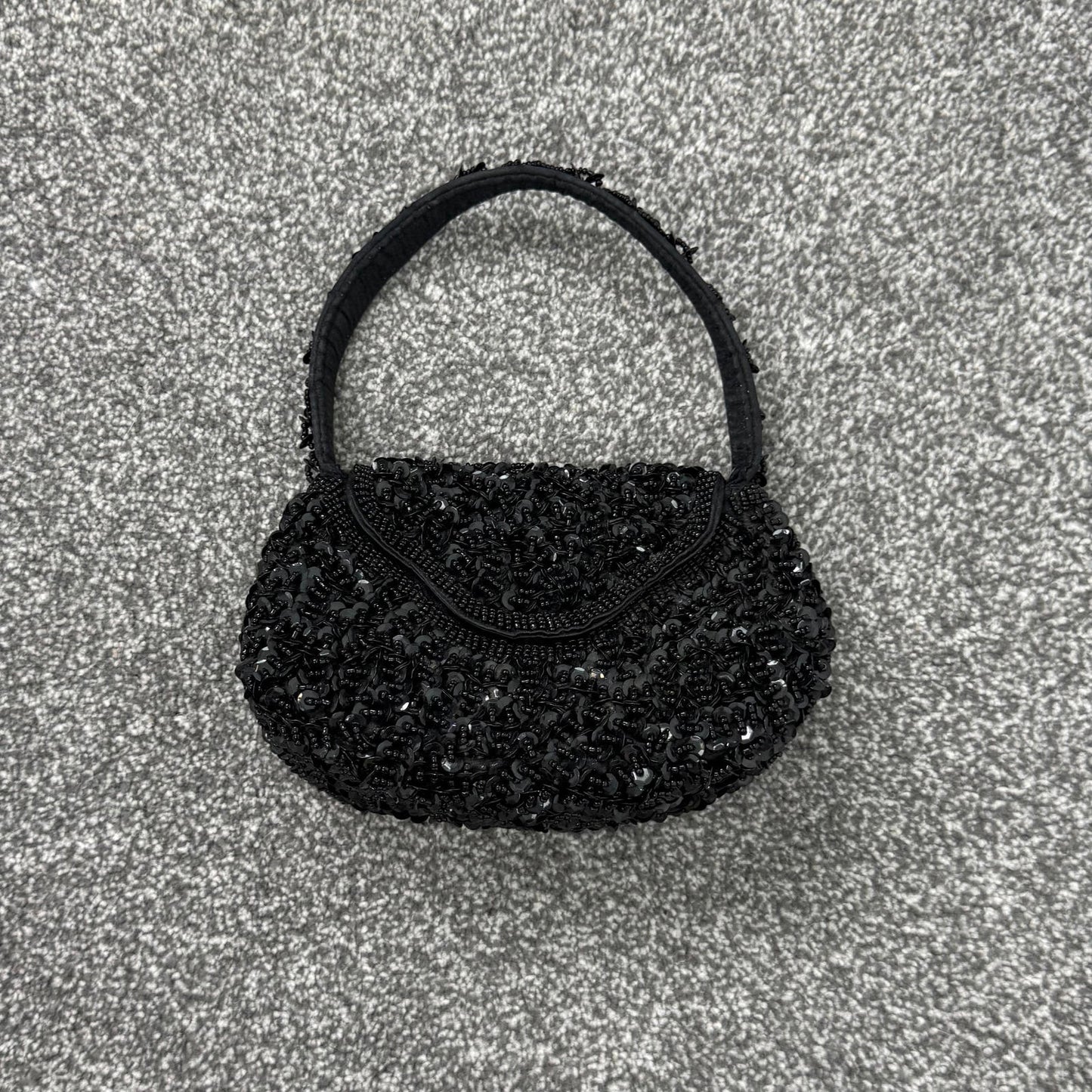 Y2K vintage mini micro handbag sequin embellished black beaded evening wedding