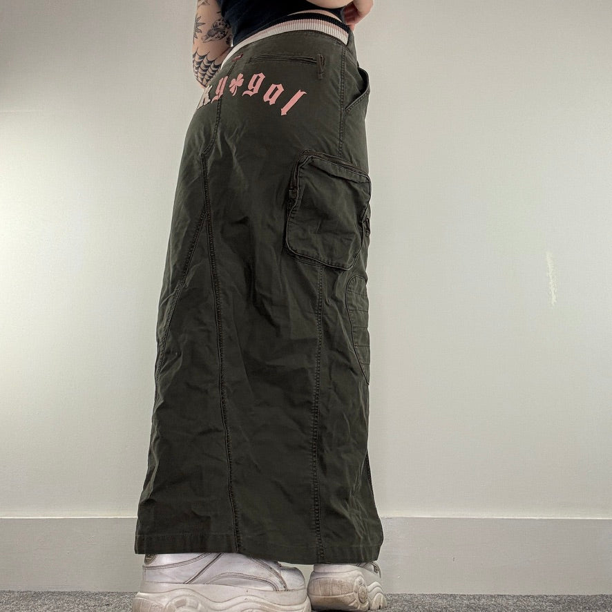 Y2K vintage Miss Sixty Killah cargo maxi skirt spell out