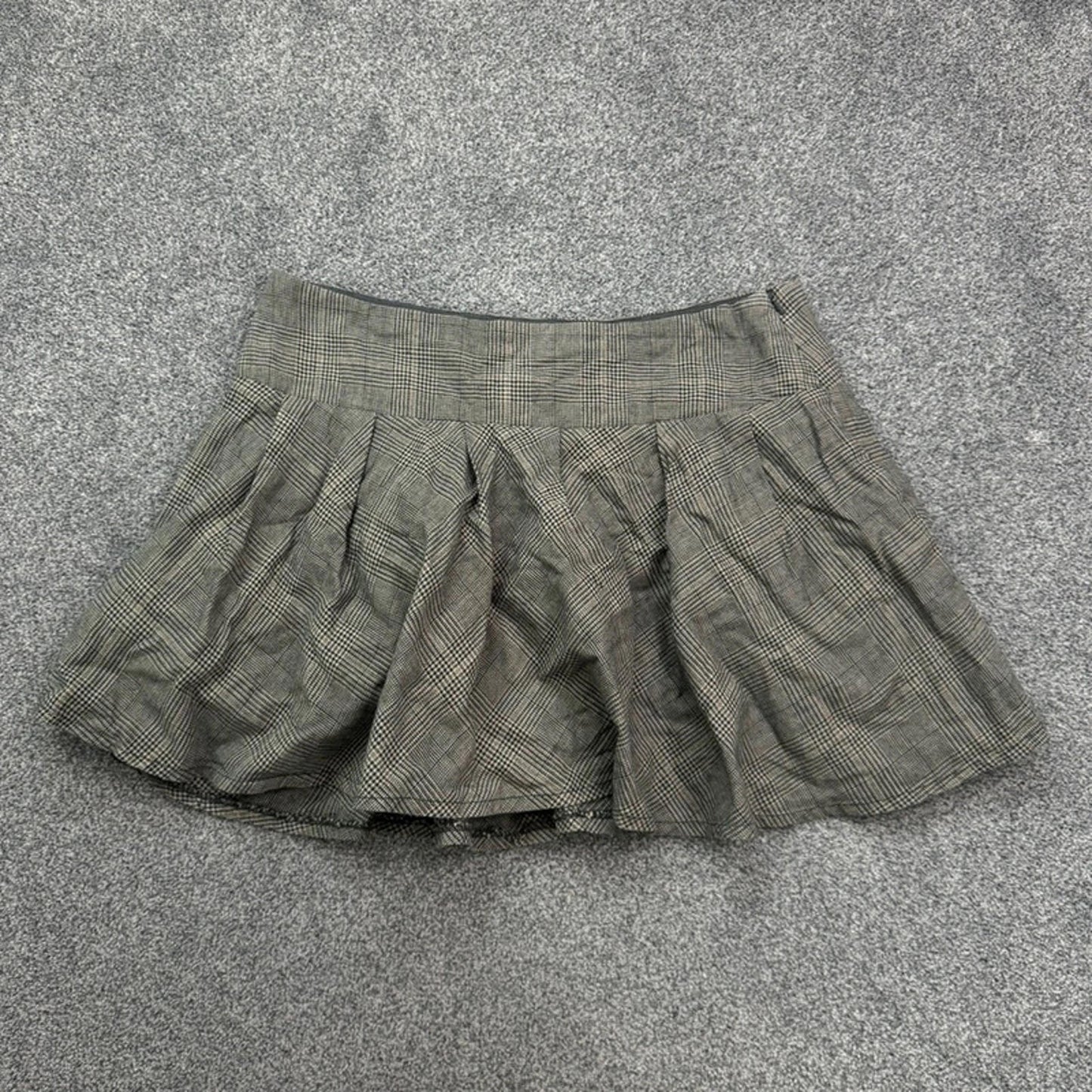 Y2K vintage houndstooth mini skirt a line ruffle pattern