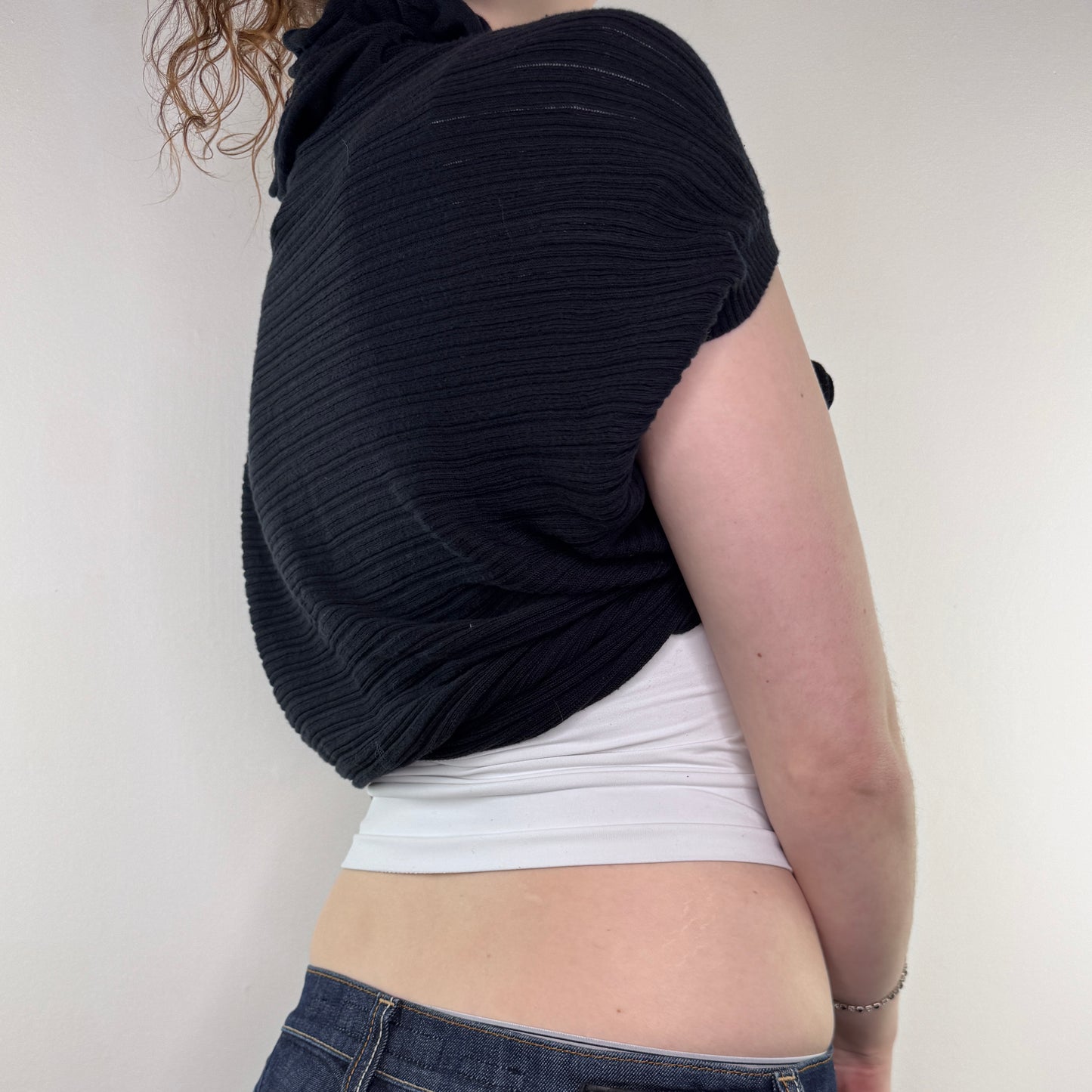 Y2K vintage short sleeve frilly shrug