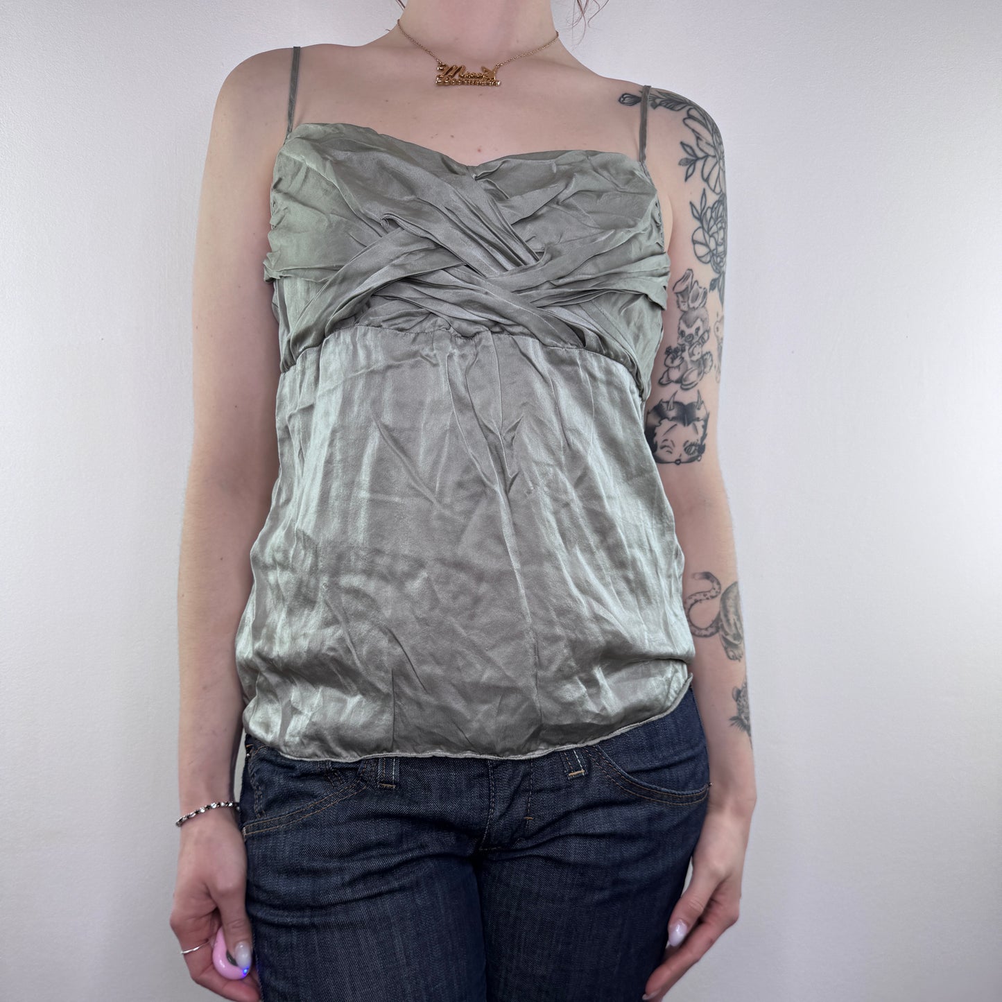 Y2K vintage Topshop silk knot bust cami top