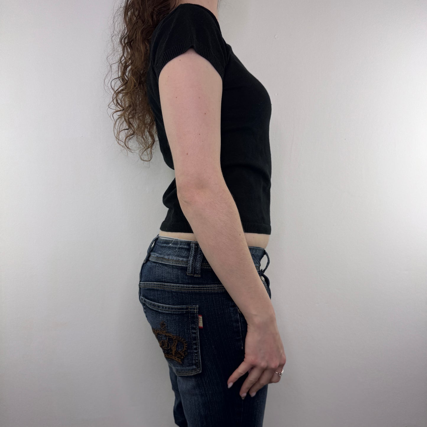 Y2K vintage fine knit black top