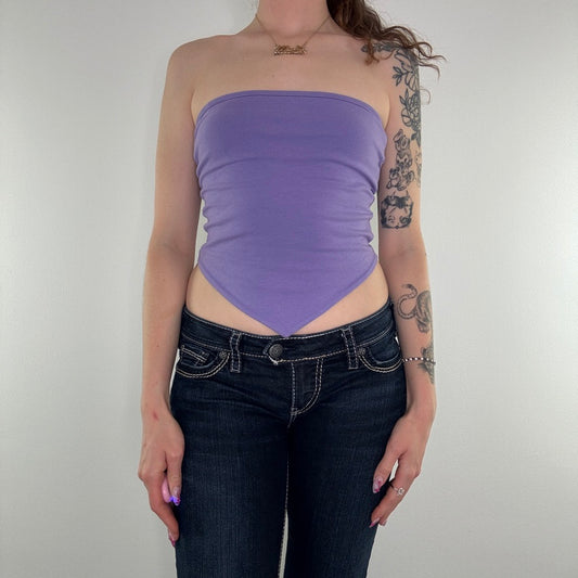 Y2K vintage strapless hanky hem top