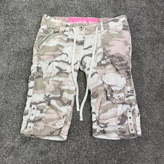 Y2K vintage ultra low rise trousers capri cargo camo cropped