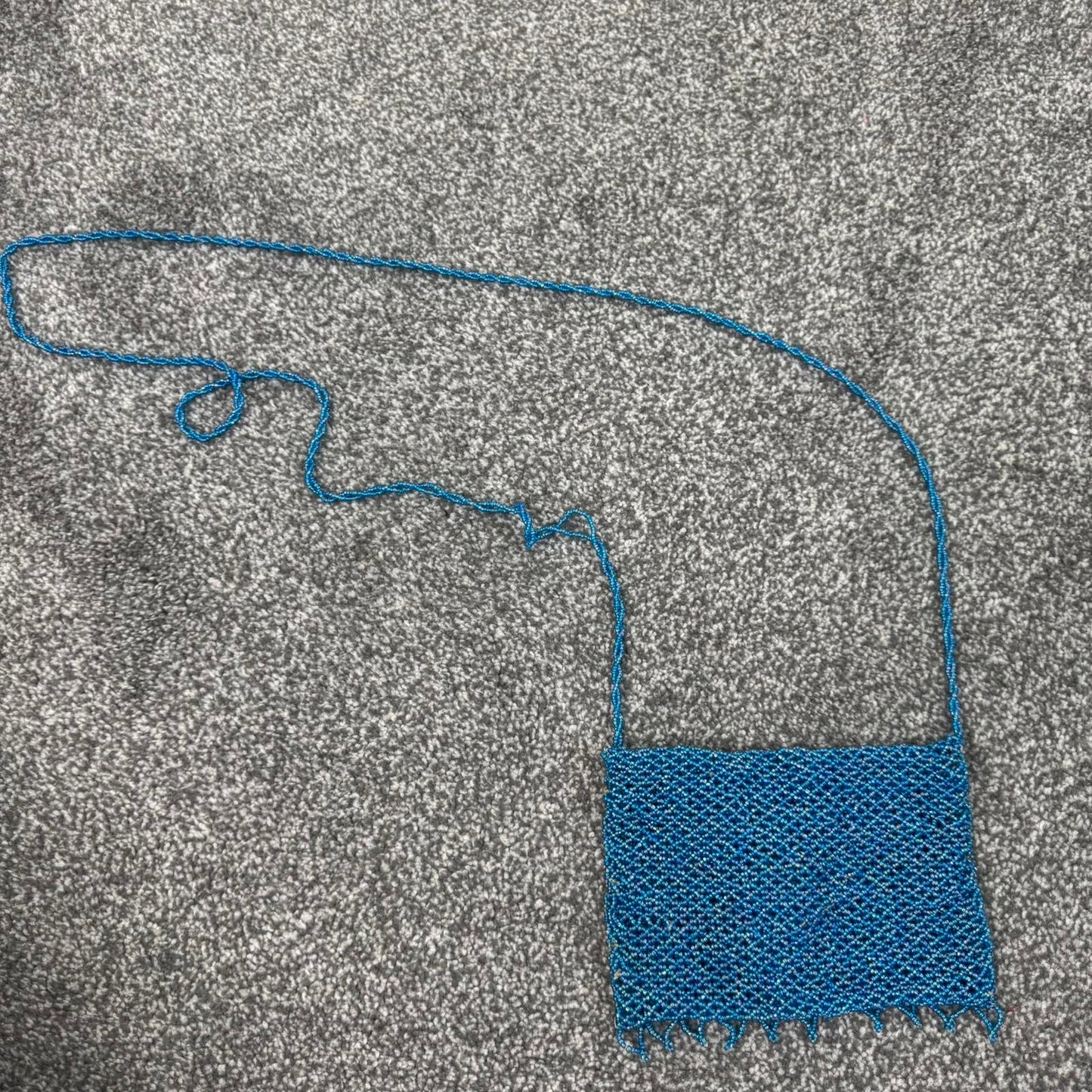 Y2K vintage beaded micro mini shoulder bag blue