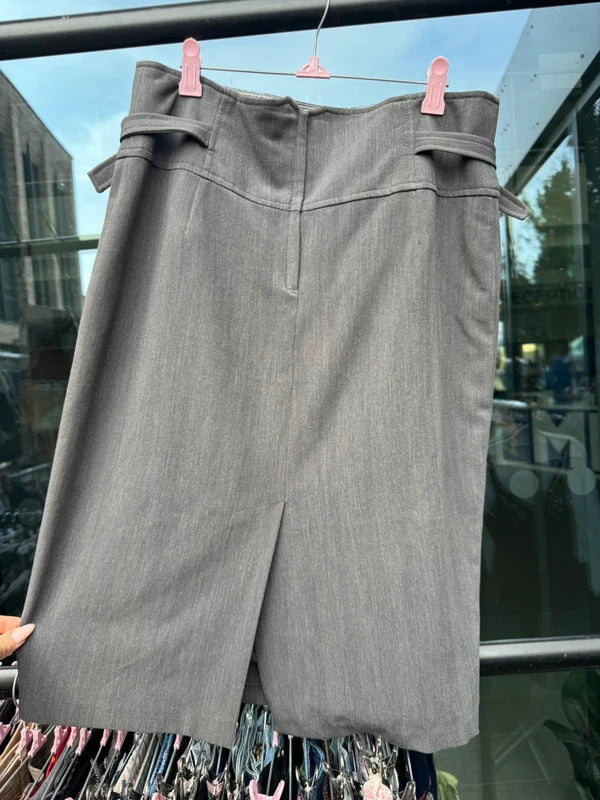 Y2K vintage midi skirt office buttons knee length