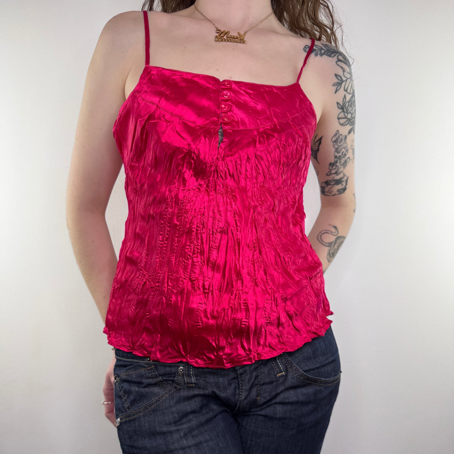 Y2K vintage Chilli Pepper satin cami top