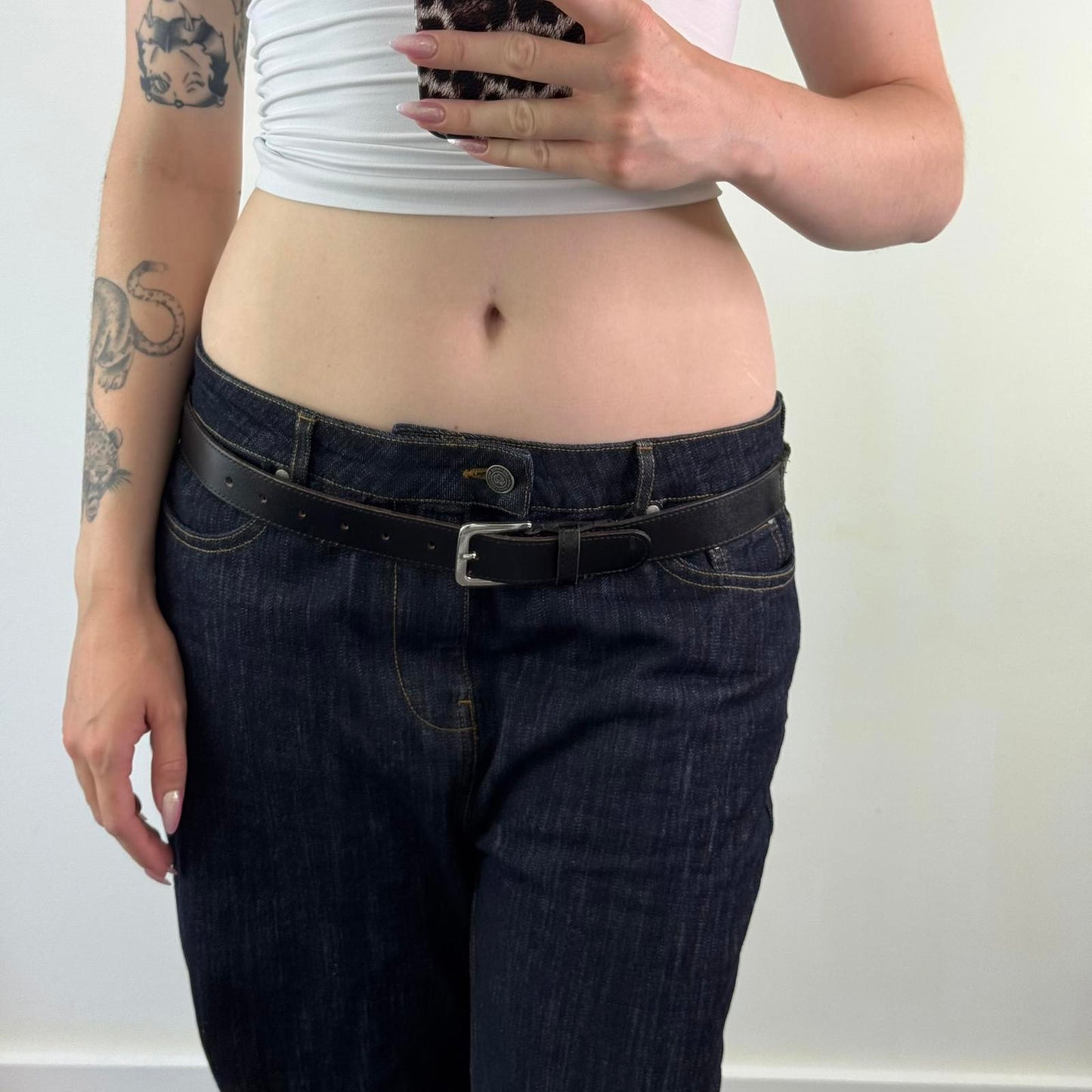 Y2K vintage faux leather silver beaded charm embellished black