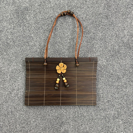 Y2K summer wooden flower beaded shoulder bag