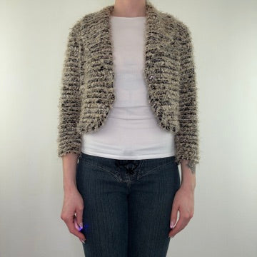 Y2K vintage shaggy knit cardigan button up