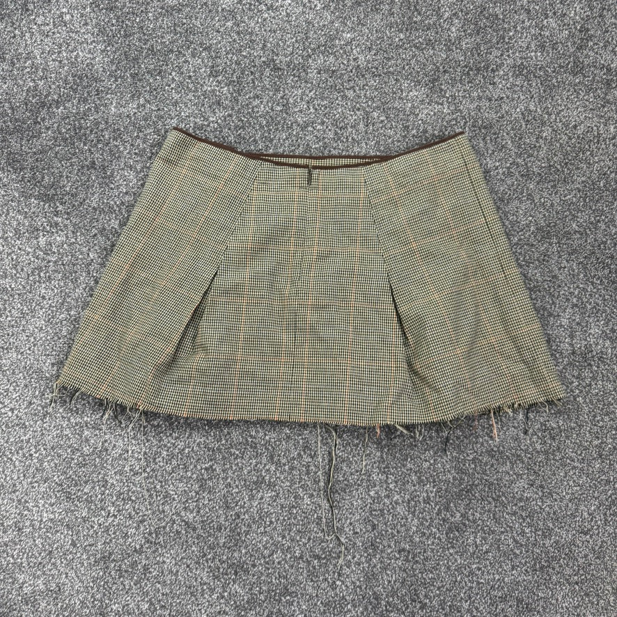 Y2K vintage houndstooth lace up mini skirt