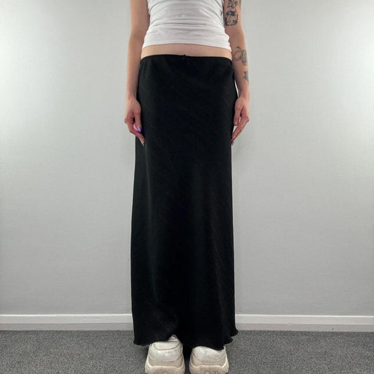 Y2K vintage sparkly stripe bow maxi skirt stretchy office work formal flowy