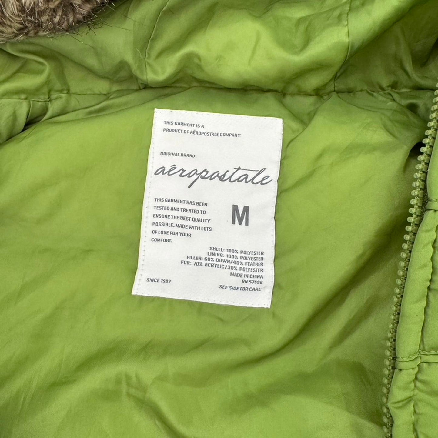 Y2K vintage Aeropostale gilet sleeveless jacket body warmer faux fur trim hood