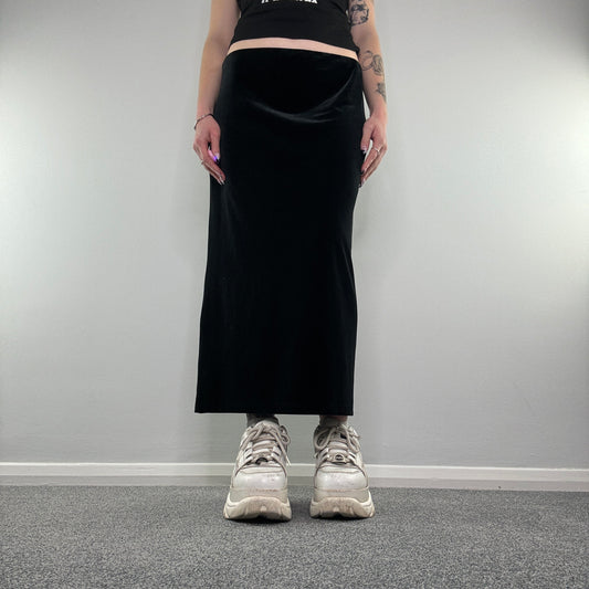 Y2K velour maxi skirt