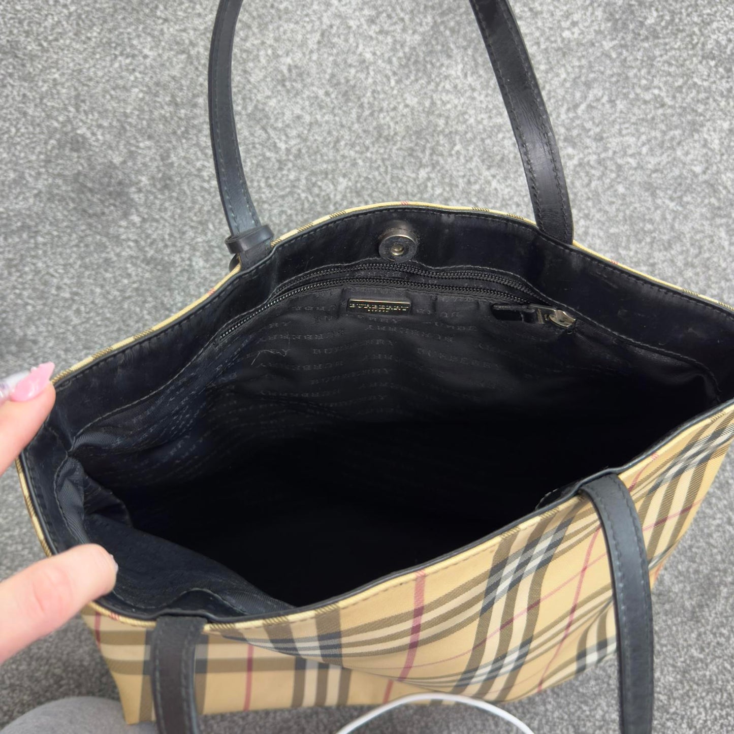 Vintage Burberry beige nova check print PVC tote bag handbag large