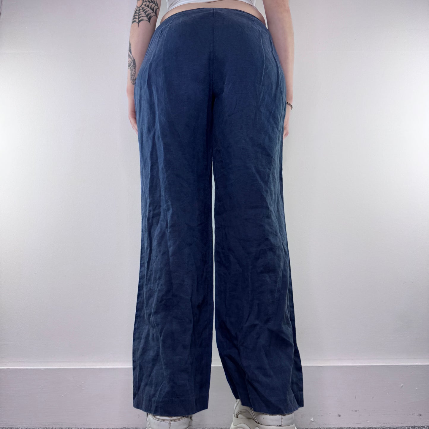 Y2K vintage linen floral sequin baggy trousers