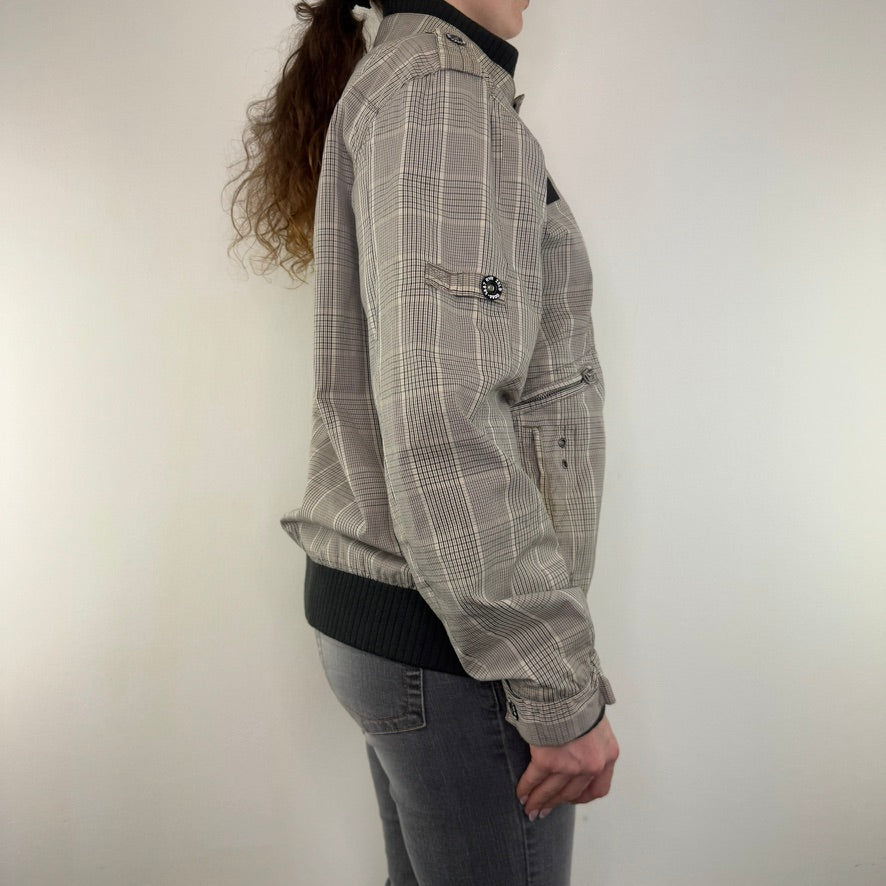 Y2K vintage tartan lightweight zip up jacket
