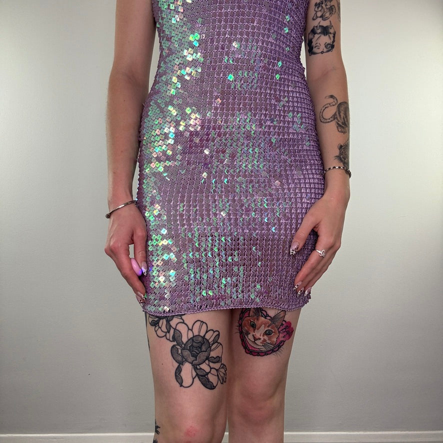 Y2K Lipsy festival sequin crochet mini dress