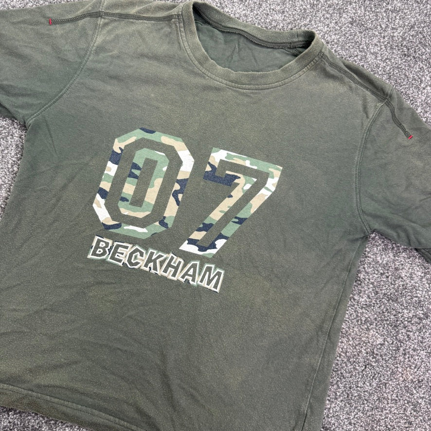 Y2K vintage Beckham top baby tee crop baby 07 graphic football camo