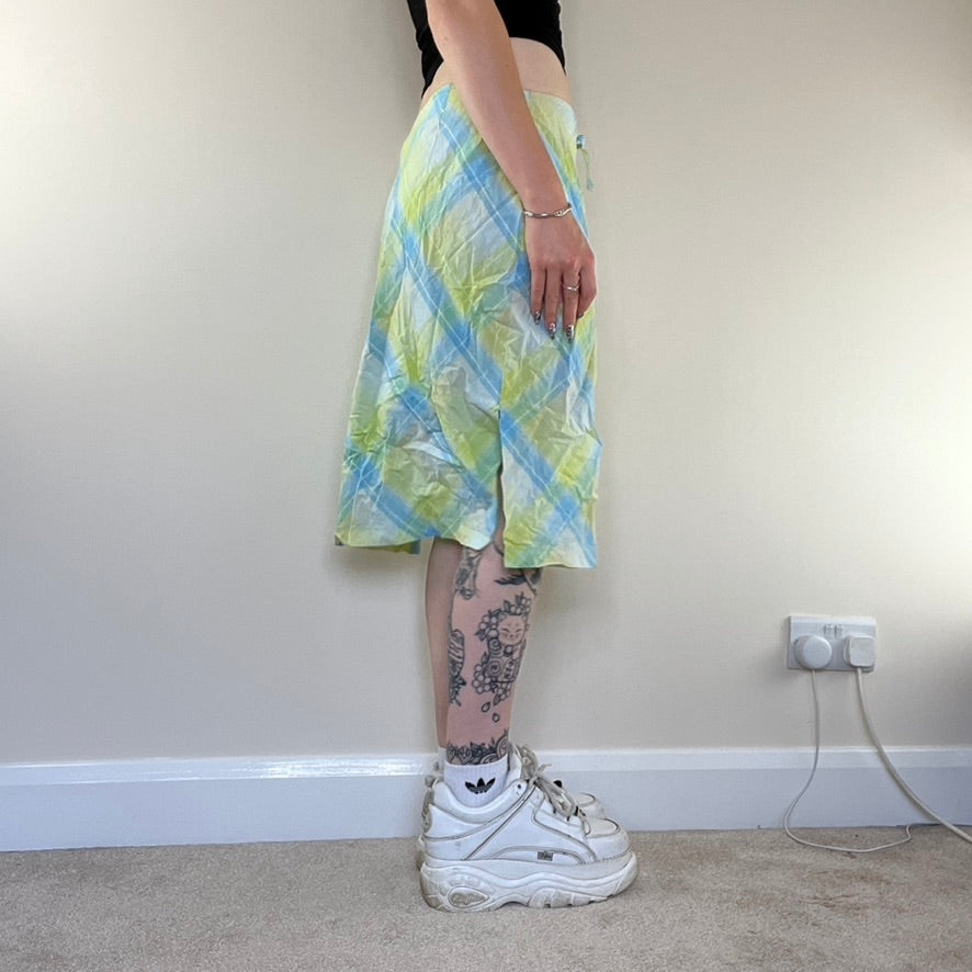 Y2K tartan midi skirt