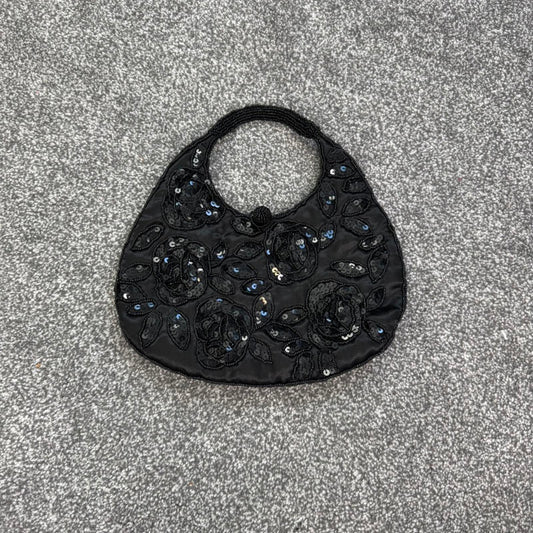 Y2K vintage mini micro satin beaded handbag sequin embellished circle evening