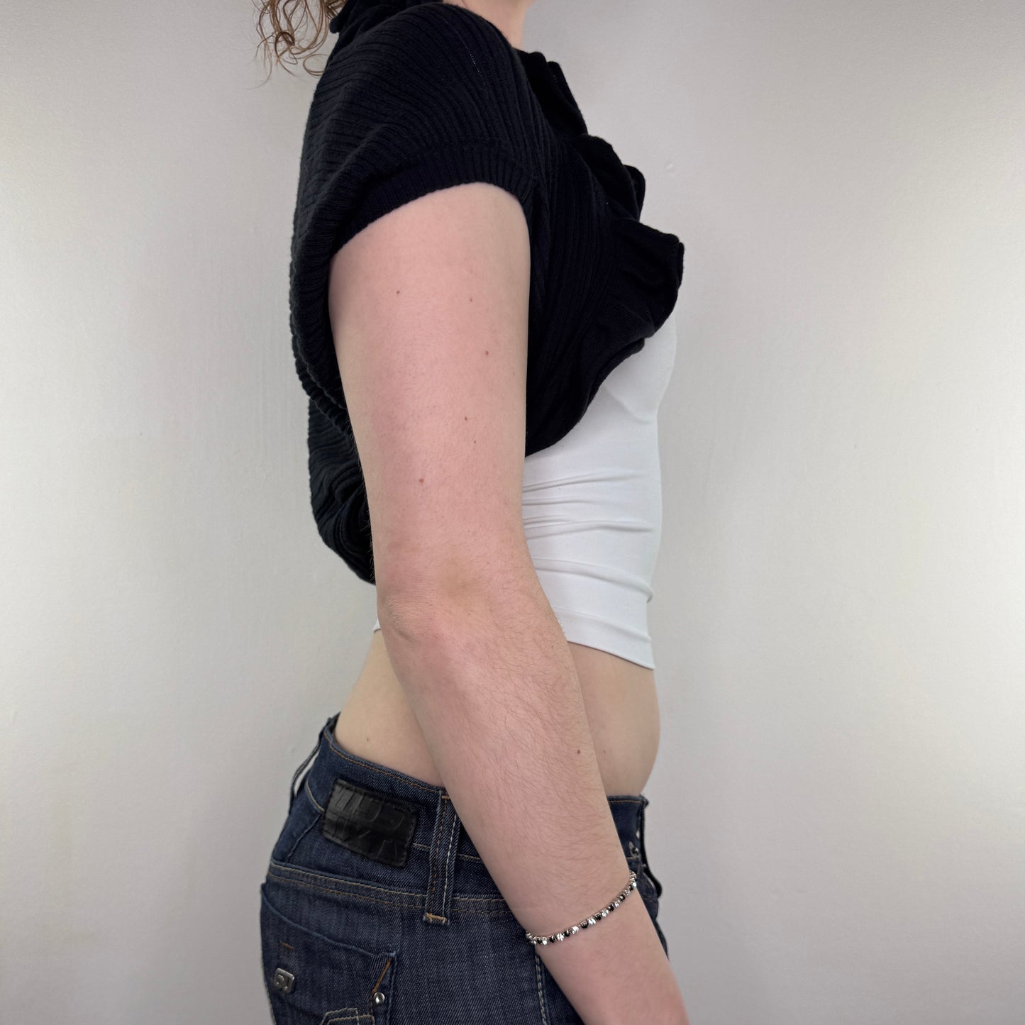 Y2K vintage short sleeve frilly shrug