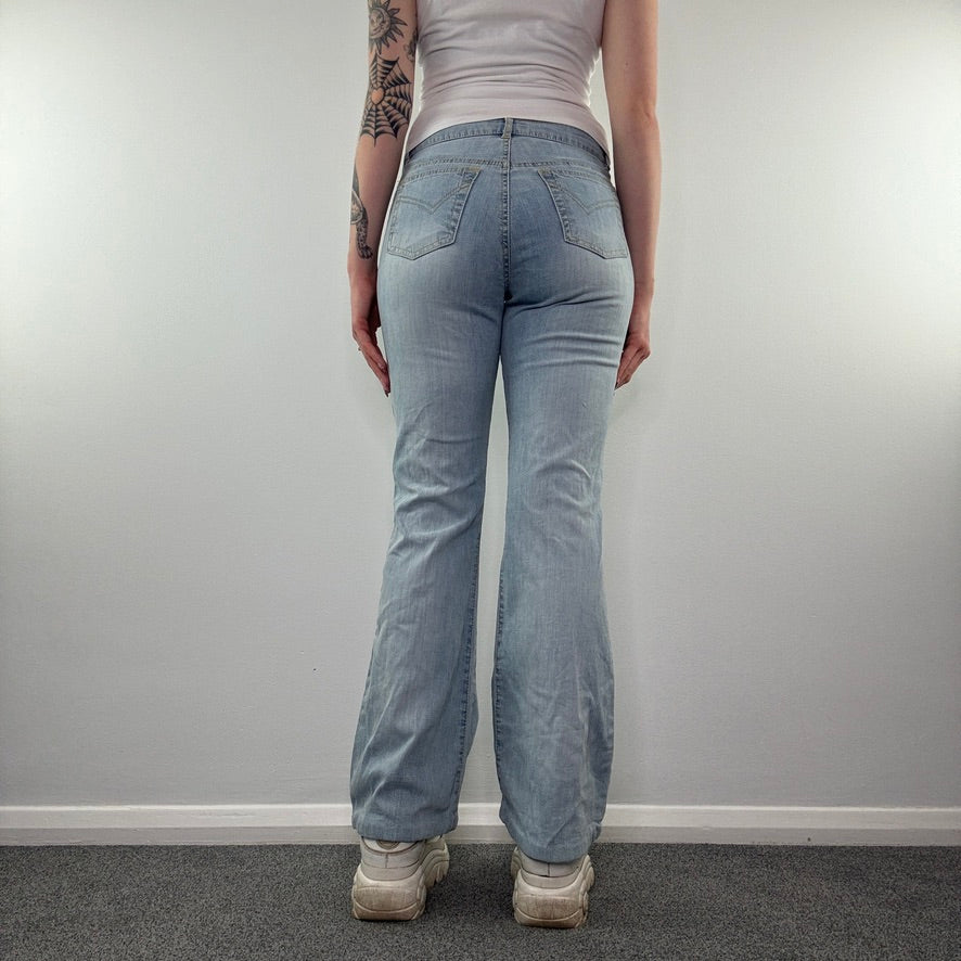 Y2K faded denim mid rise bootcut jeans