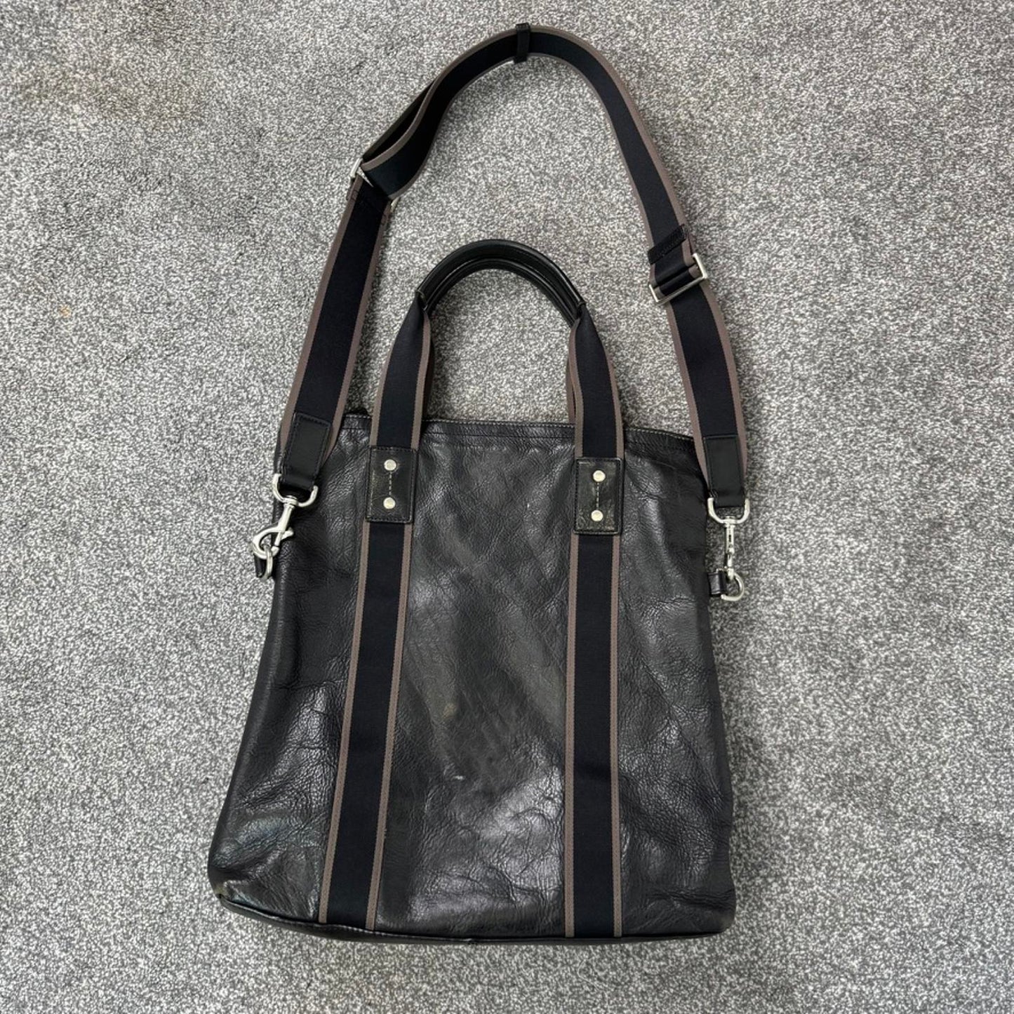 Vintage Coach 2WAY shoulder bag tote bag black leather heritage web leather