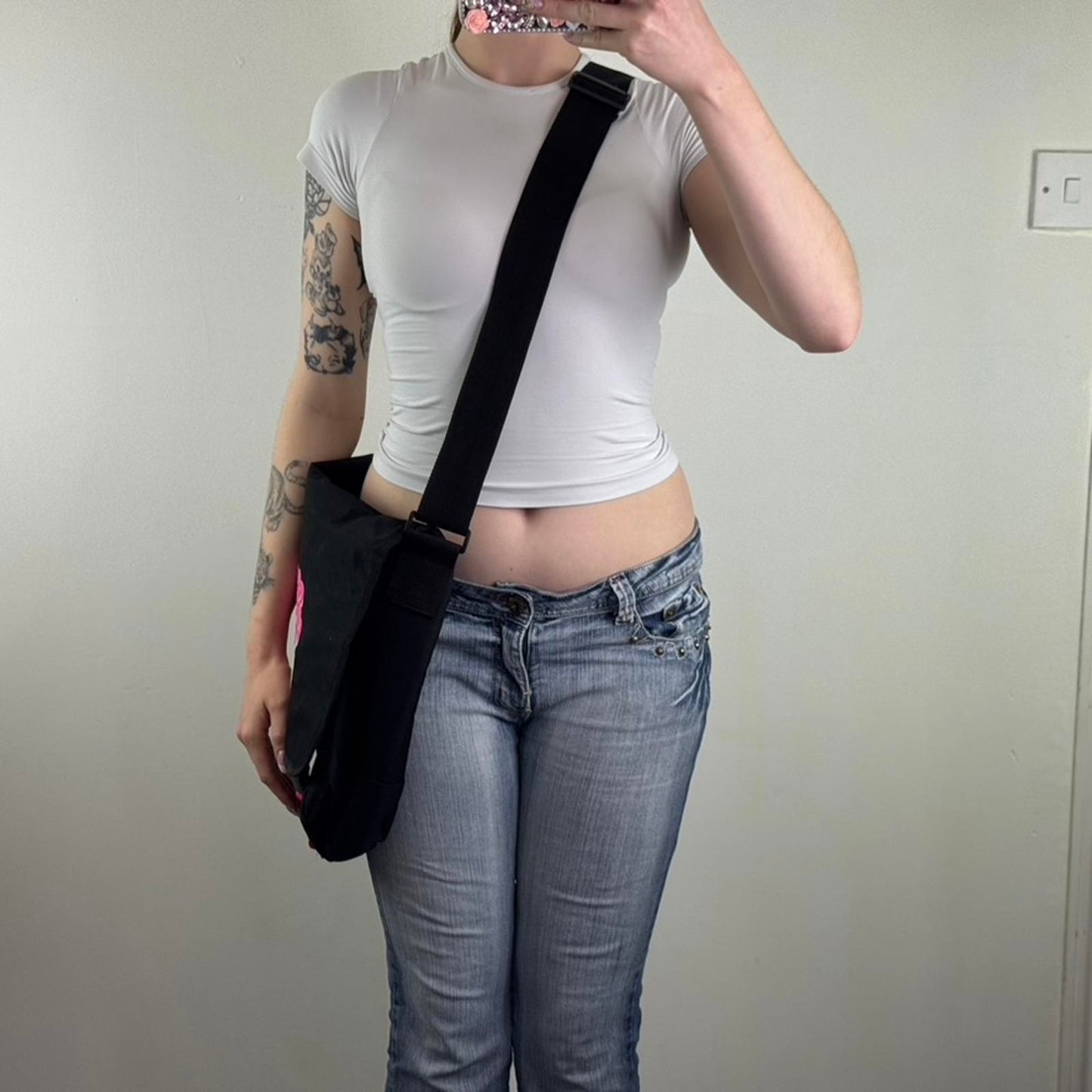 Y2K vintage Ecko Red messenger bag heart black pink large side crossbody school