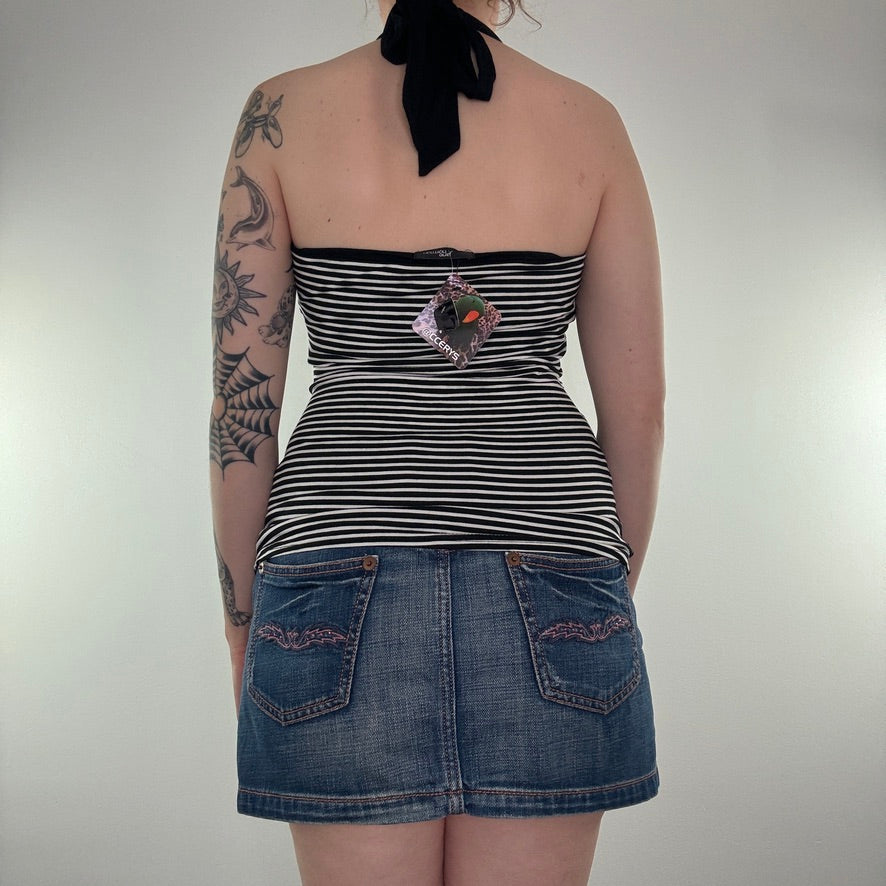 Y2K vintage Jane Norman stripe halter neck top