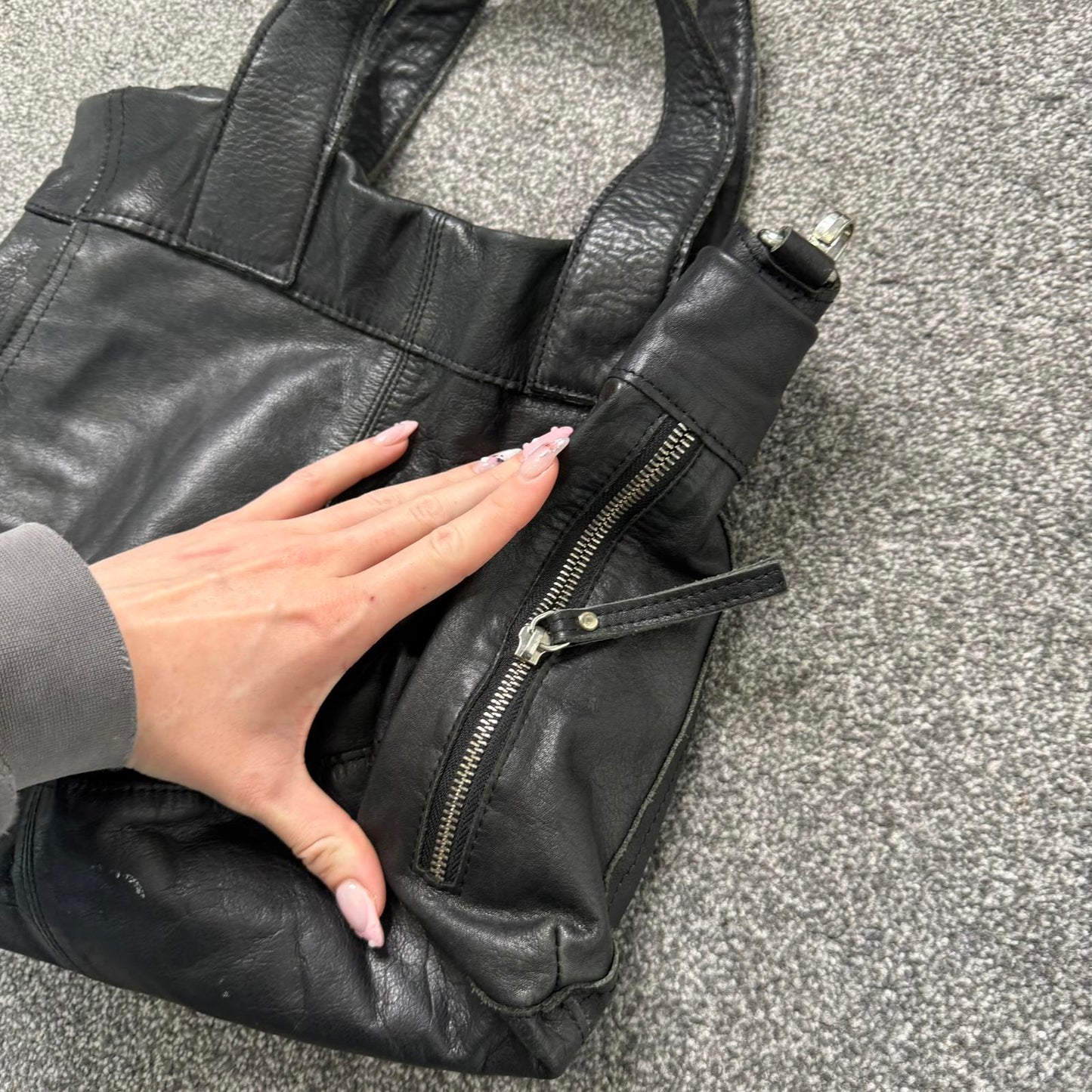 Genuine leather Topshop shoulder bag boho with strap zipper medium size