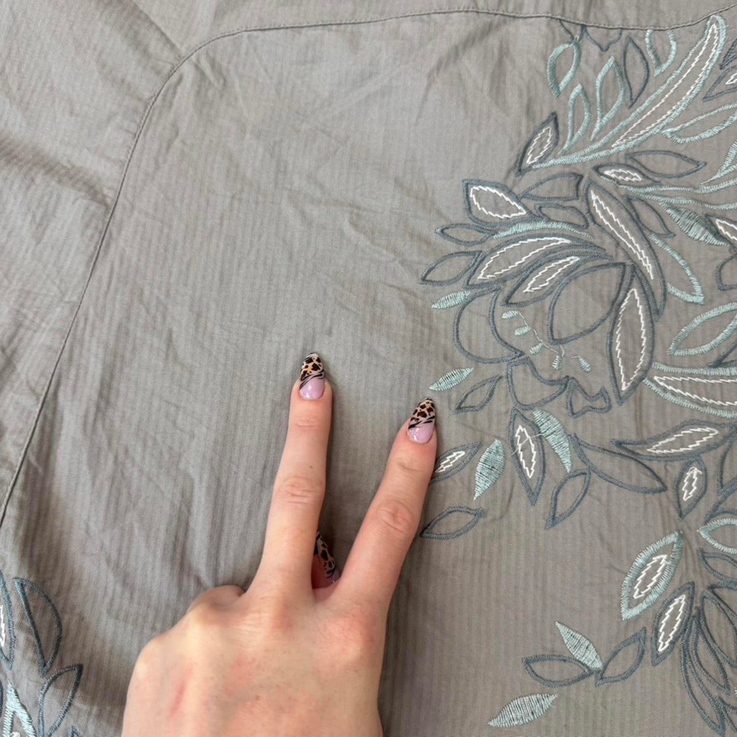 Y2K vintage stripe floral embroidered midi skirt a line button up 100% cotton