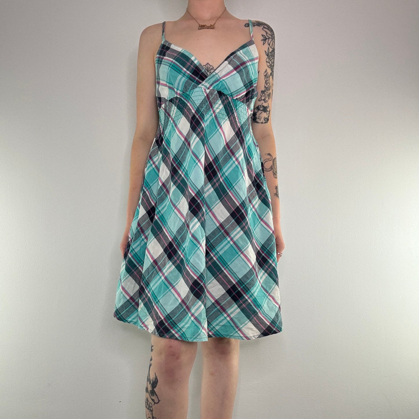 Y2K floaty tartan summer dress