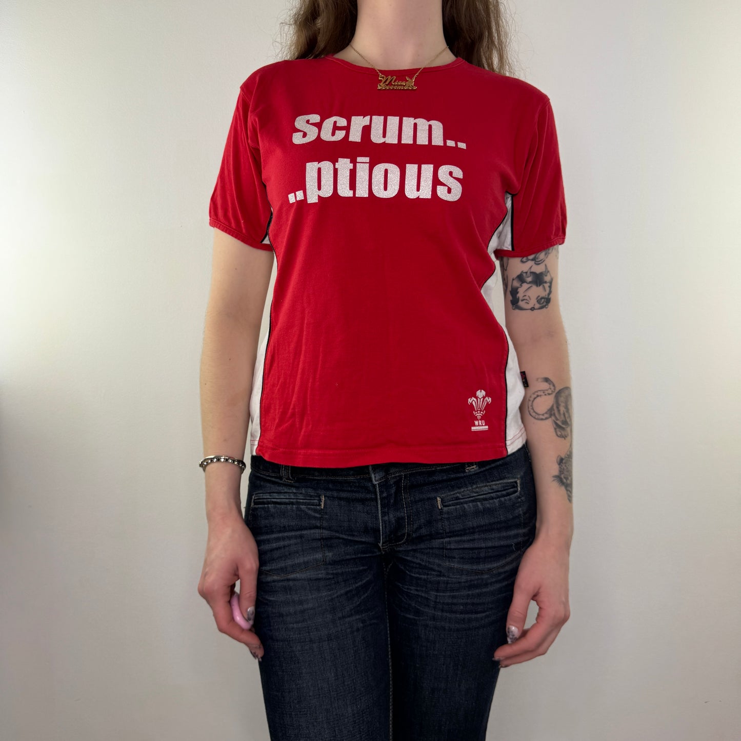 Y2K vintage Wales rugby slogan top