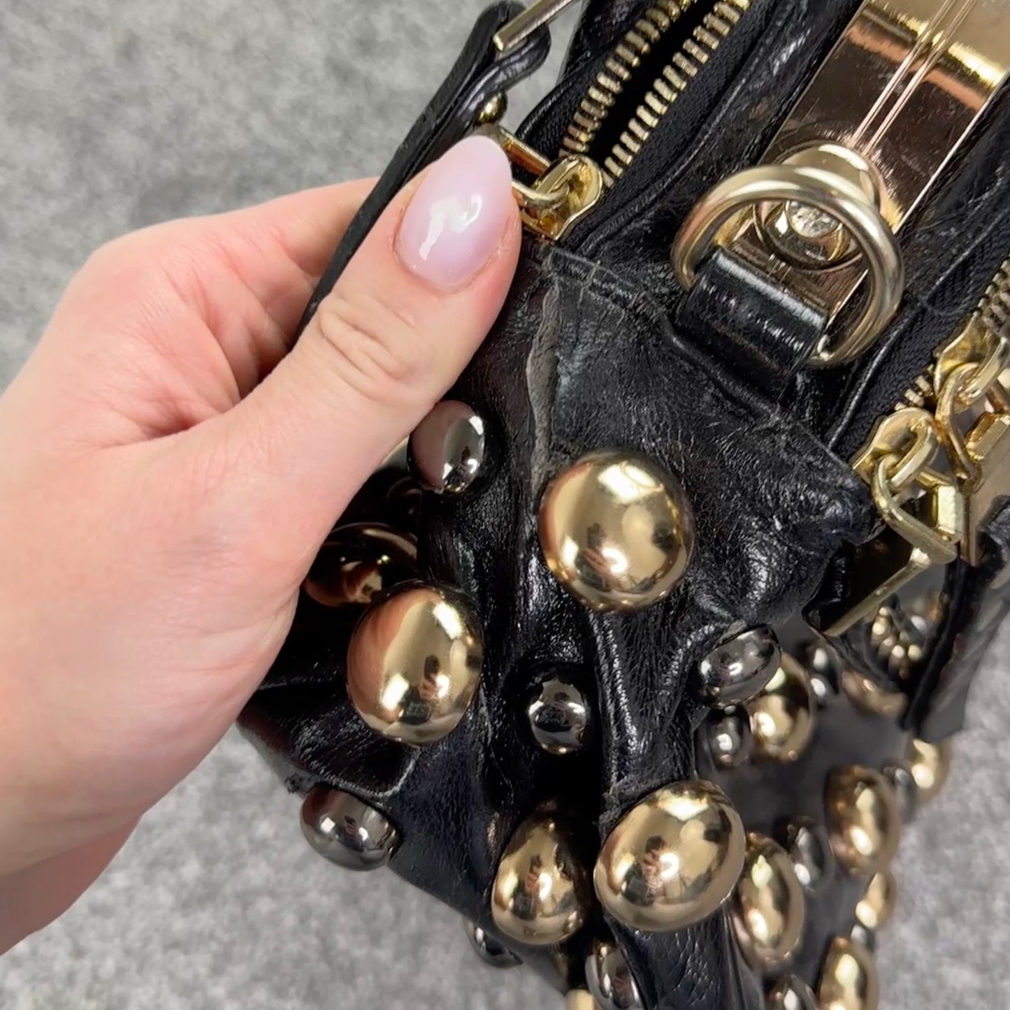 Y2K vintage faux leather studded handbag