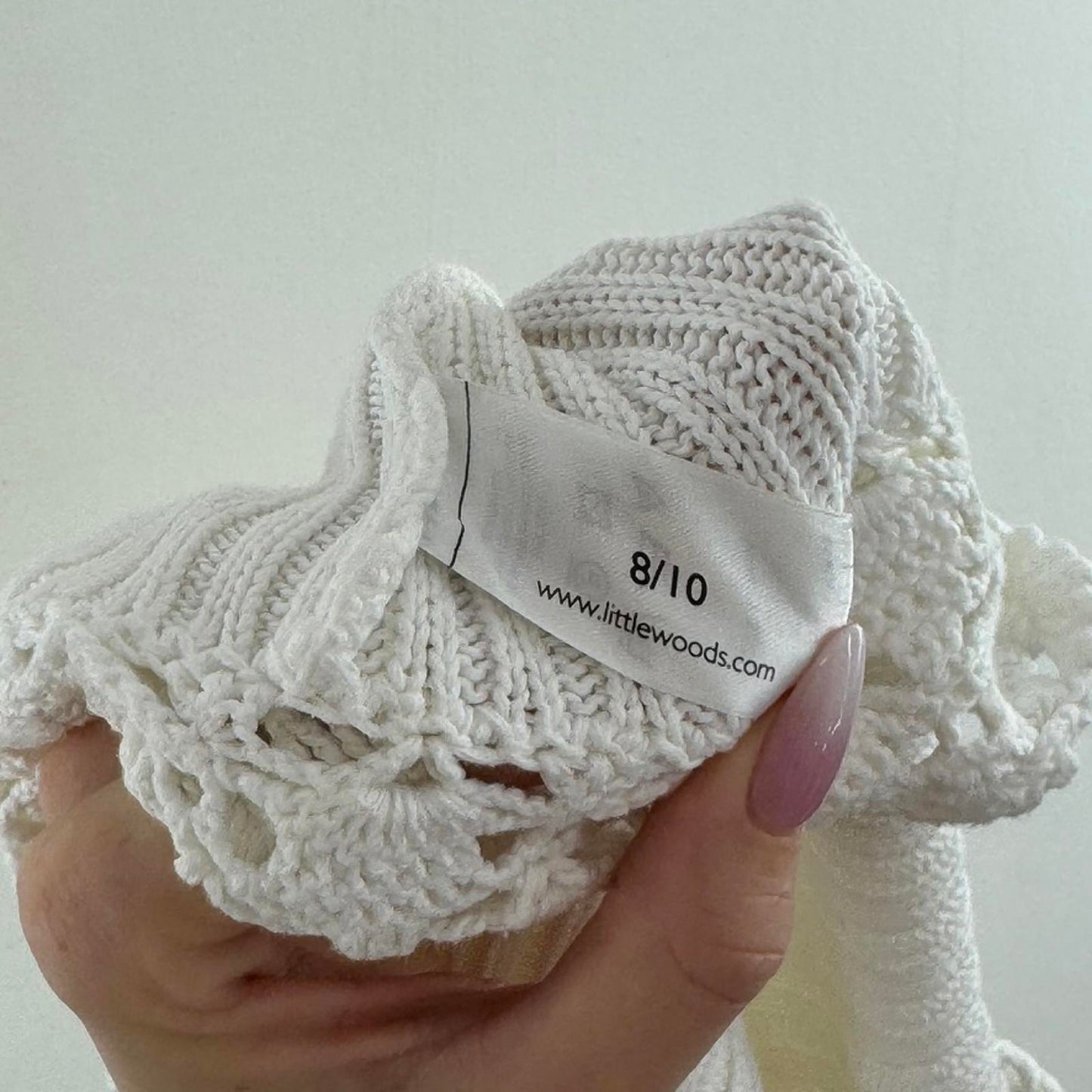 Y2K vintage ribbed knit jumper 3/4 sleeve lace up boat neck scallop hem knitted