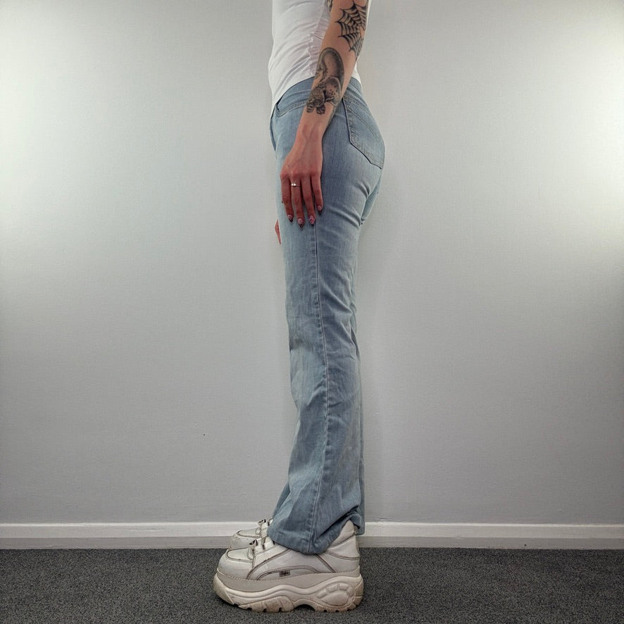 Y2K faded denim mid rise bootcut jeans