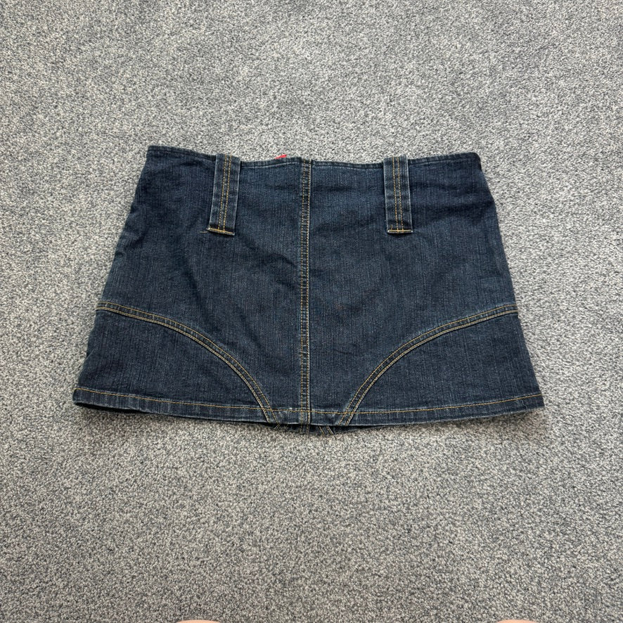 Y2K stretchy low rise dark denim mini skirt