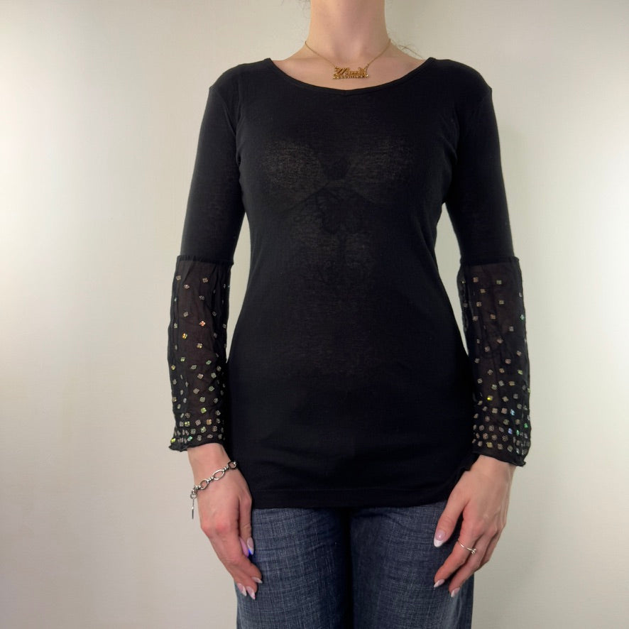 Y2K vintage Custo Barcelona knit long sleeve top flare sleeves