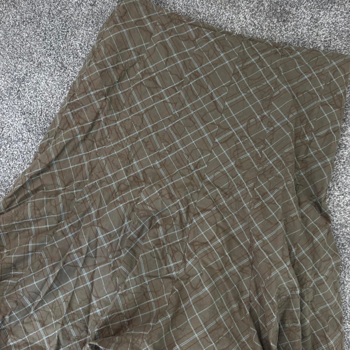 Y2K vintage tartan frill midi skirt ruffle a line khaki blue floral embroidery