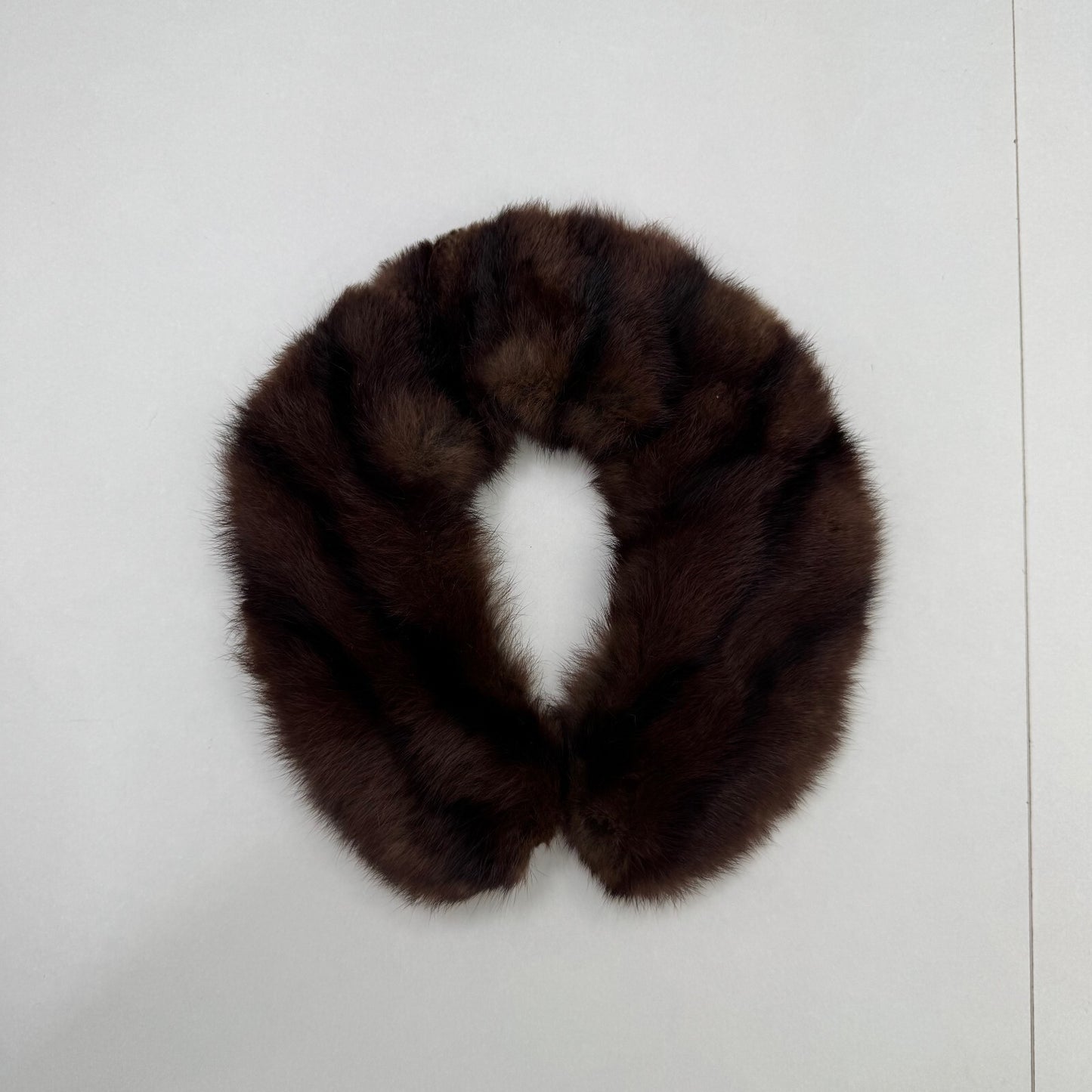 Vintage genuine fur collar trim scarf brown stripe