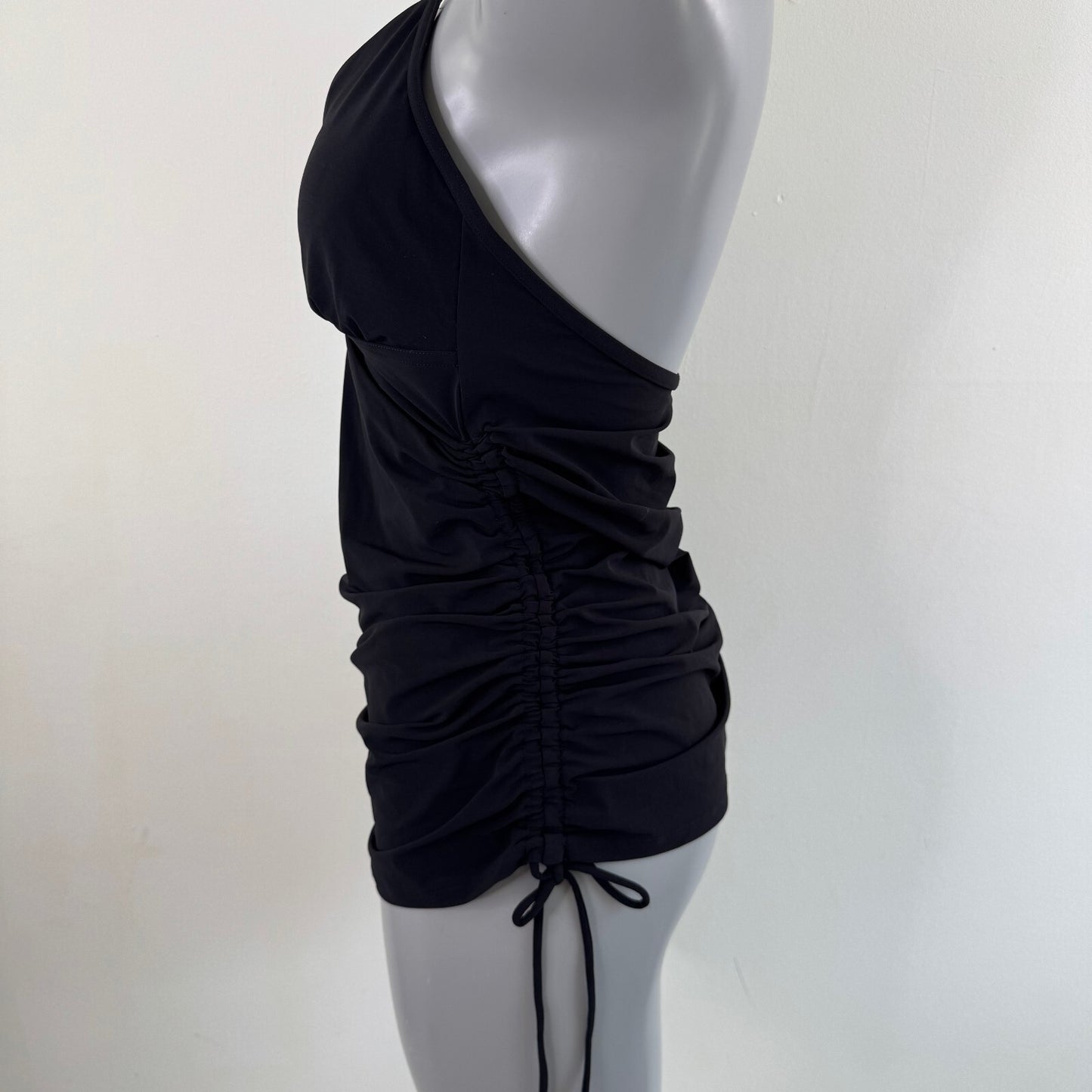 Vintage Gap tankini top ruched halter neck tie bow long length full coverage