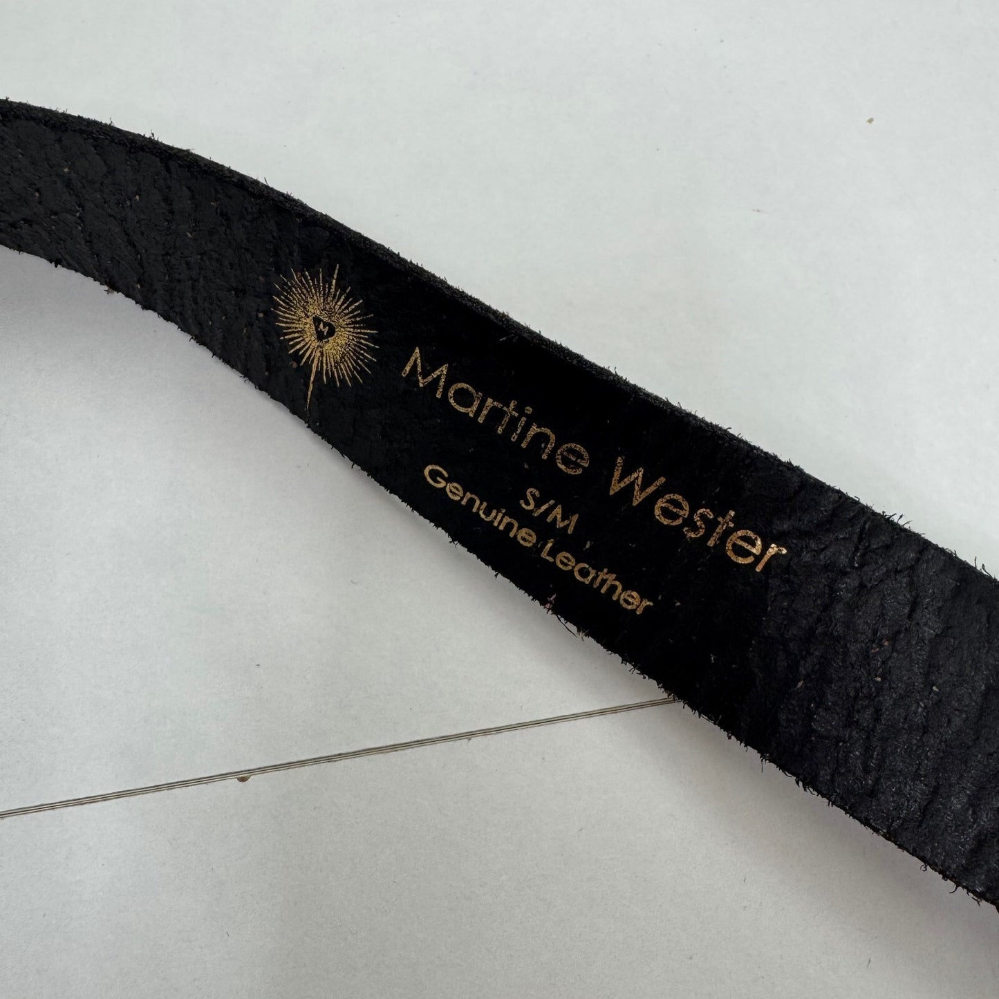 Y2K vintage Martine Wester genuine leather belt rhinestone western distressed