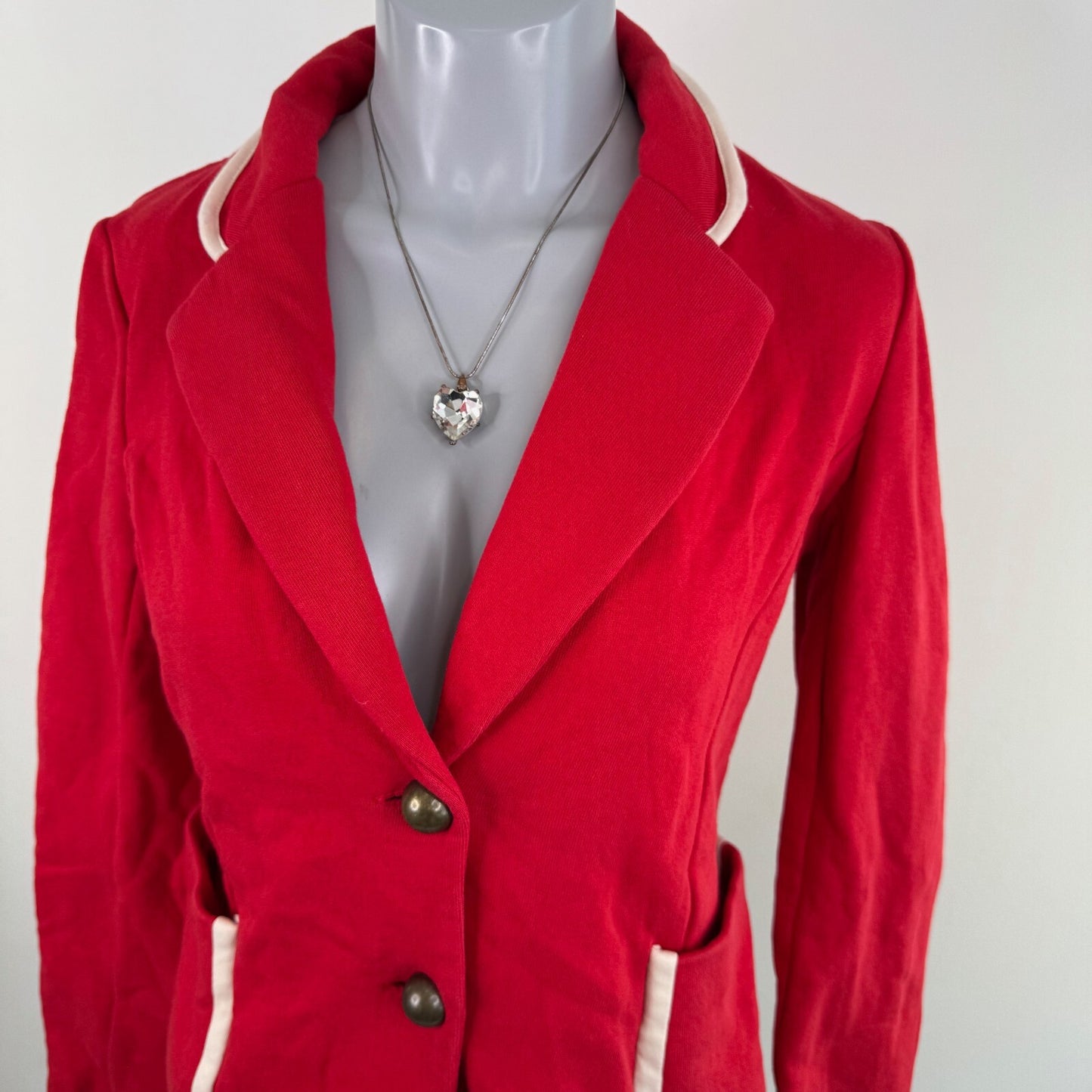 Y2K vintage button up jacket blazer tailored smart office v neck contrast suit