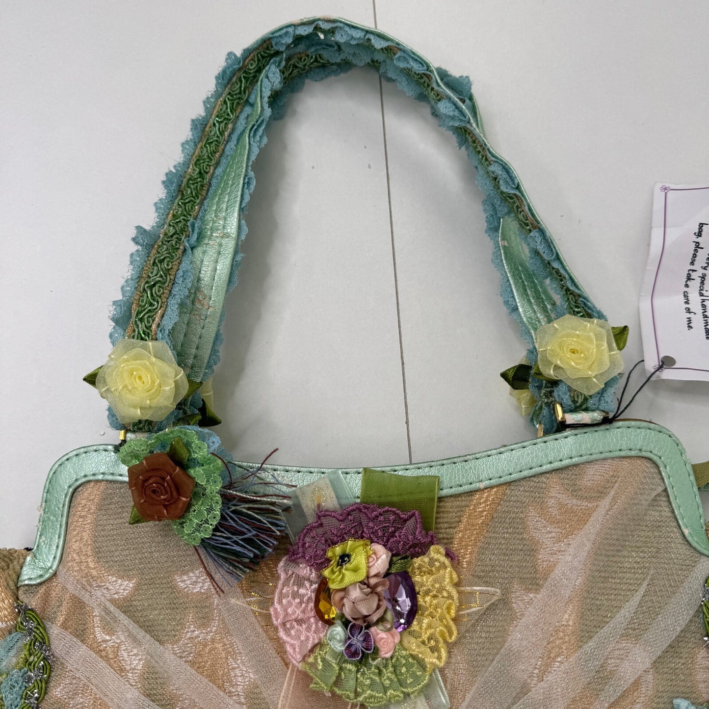 Y2K vintage small handbag coquette embellished boho lace frilly floral lolita