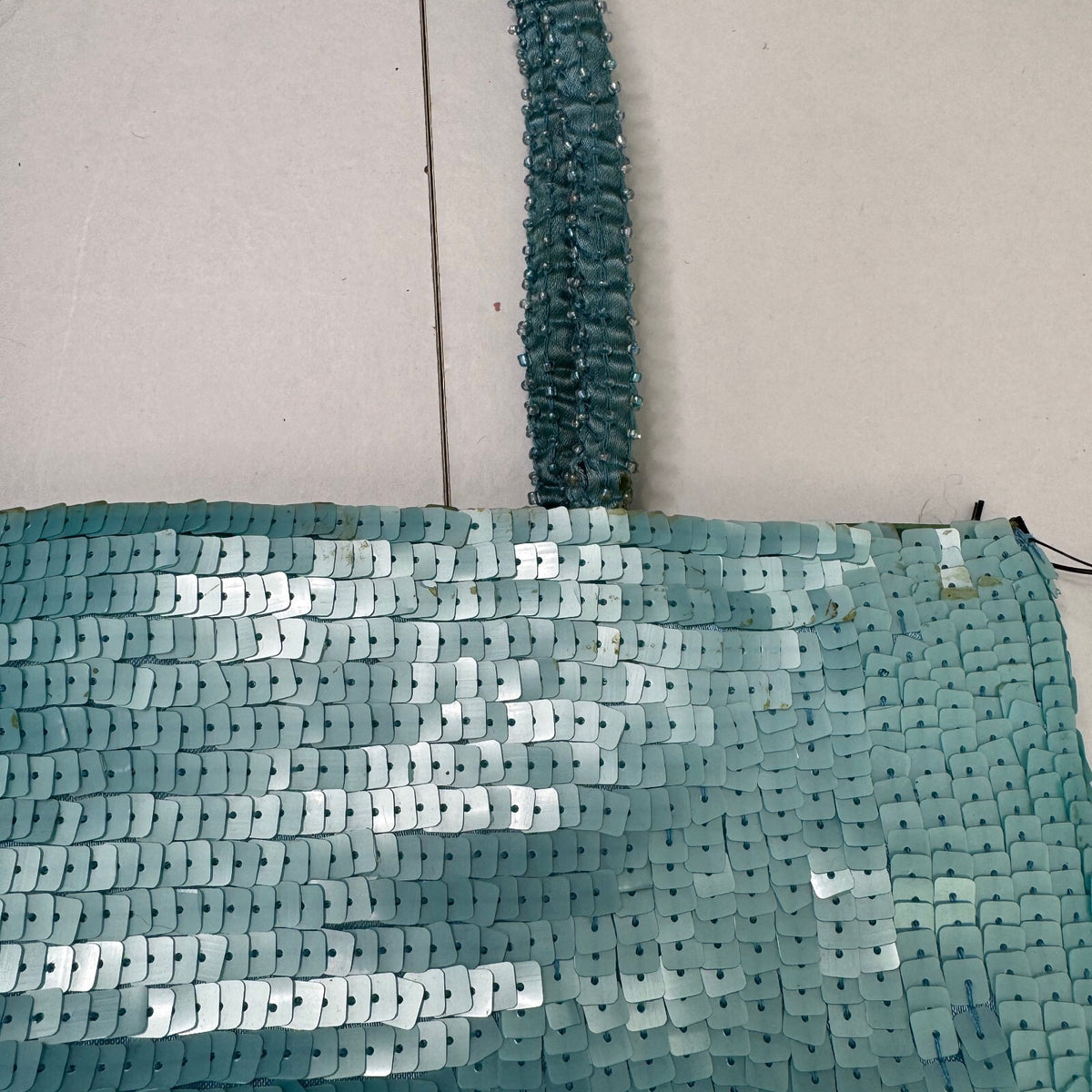 Y2K vintage sequin shoulder bag small turquoise blue beaded