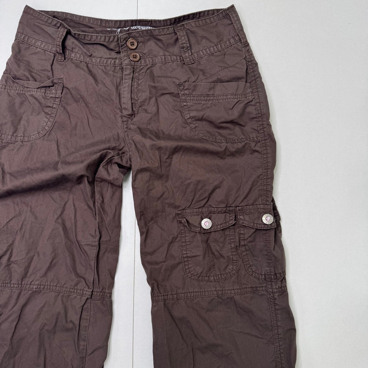 Y2K vintage low rise cargo trousers pants utility baggy rhinestone pockets